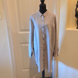 J. Jill 100% Linen Button-Up Midi Shirt Dress,  Size L